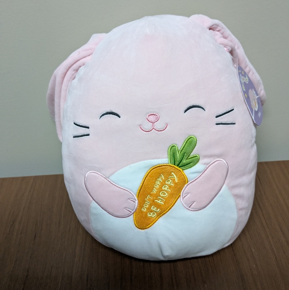 ⭐2/$40⭐ BNWT 12" Bop the Pink Bunny Squishmallow Plush with Carrot